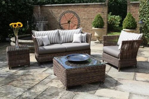 Wicker Sofa Set, for Outdoor, Color : Brown, White