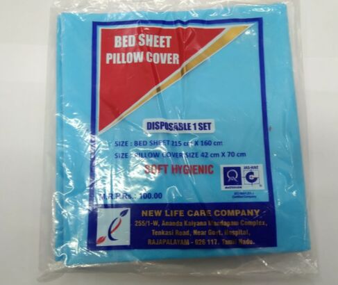 Disposable Bedsheet & Pillow Covers, for Hospital, Color : Medical Blue