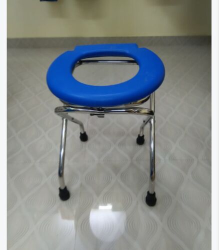 Aluminium Folding Commode Chair, Color : Blue