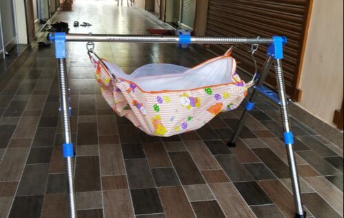 Stainless Steel Baby Cradle, Color : Silver