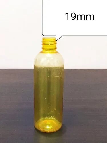 Round Yellow PET Bottle, for Liquid, Pattern : Plain