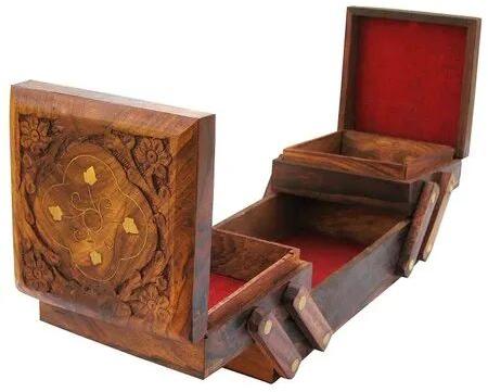 Sheesham Wood wooden jewellery box, Style : Carving