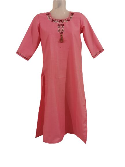 Cotton Fancy Ladies embroidery Kurti, Style Of Length : 40