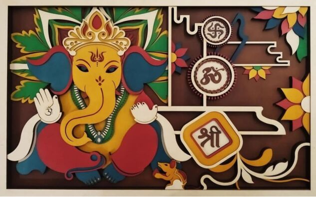 Ganesha Multilayer Stacked Wooden Wall Art, Packaging Type : Thermocol Box, Carton Box, Cardboard Box