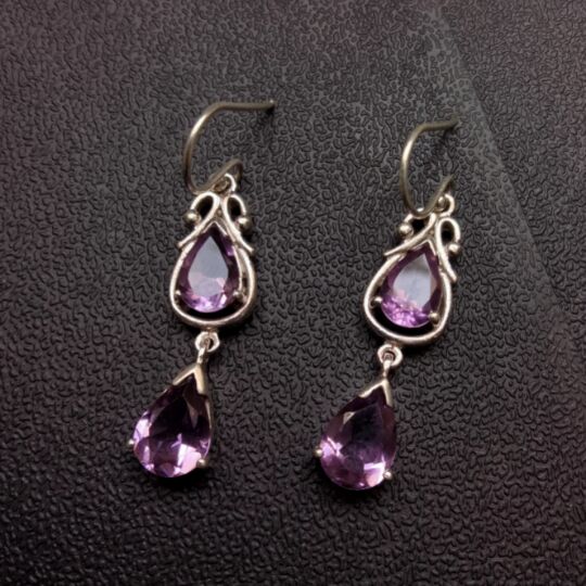 Silver Amethyst Earrings, Packaging Type : Velvet Box