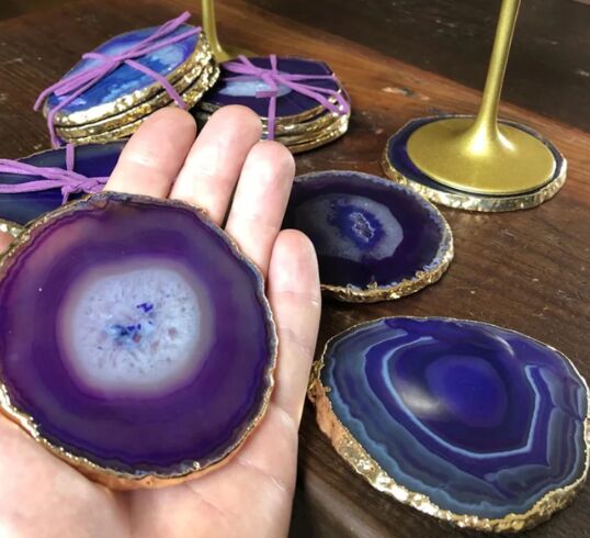 Round kameron purple marble coaster