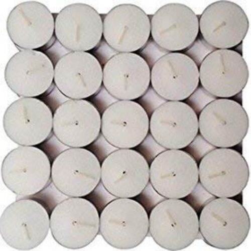 Tealight Candles Unscented Smokeless Wax (Set of 50, White Paraffin Wax)