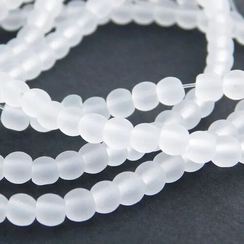 Glossy Plain Frosted Glass Bead, Packaging Type : Loose