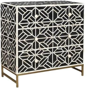 Stylish Hexagon Bone Inlay Chest Drawers