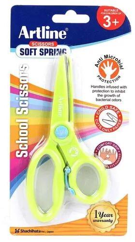 Plastic Stainless Steel School Scissors, Feature : Soft Spring, Child safe., Cuts Only Paper., Comfort Gripe. .