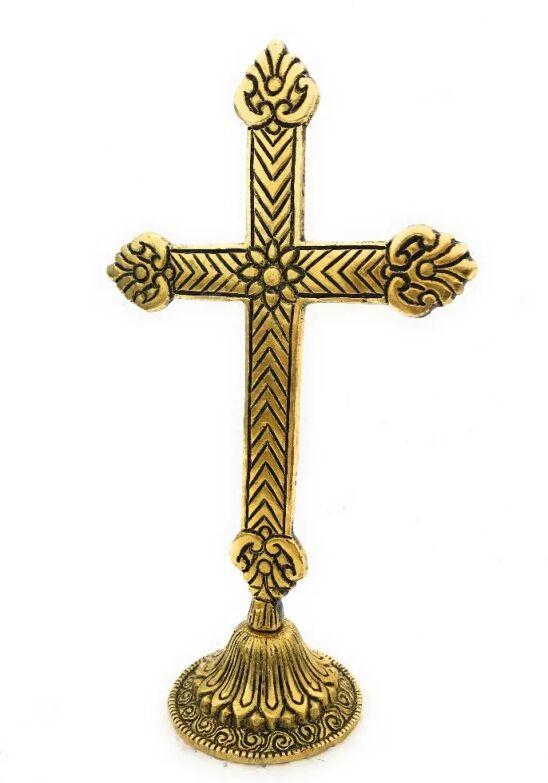 Bharat Handicrafts 110 gms  Gold Plated Metal Religious Cross, for Home Decoration Gifting