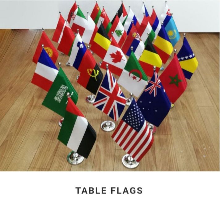 Multicolor Polyester Table Flag, for Events, General Use, Style : Stable