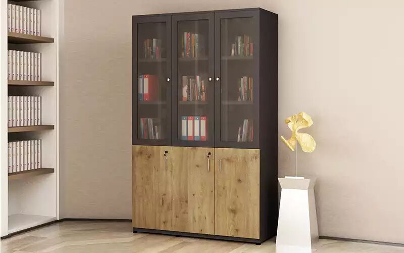 MDF with melamine finish 3 Door Bookshelf