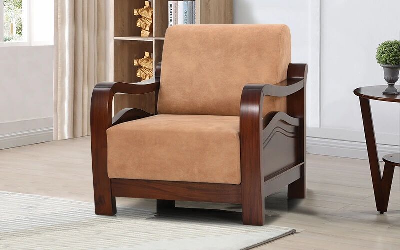Mahogany Wood Single Seater Sofa