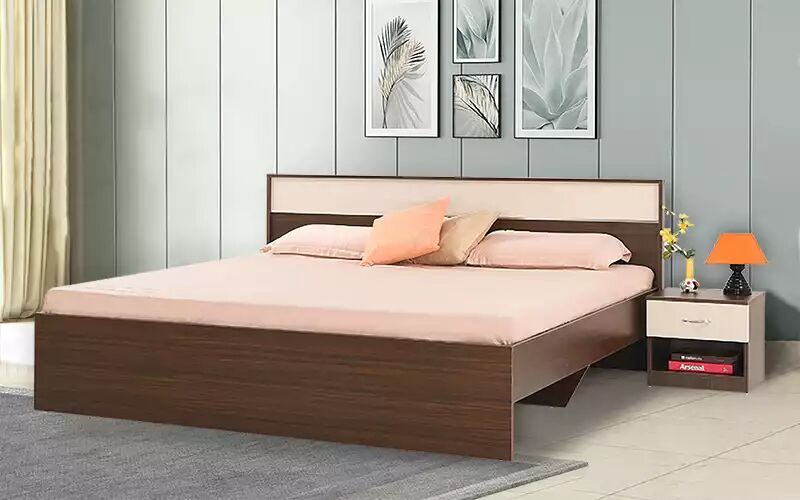 Royaloak MDF with high gloss finish Queen Size Bed, Color : Brown