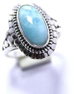 Oval Larimar 925 Sterling Silver Ring