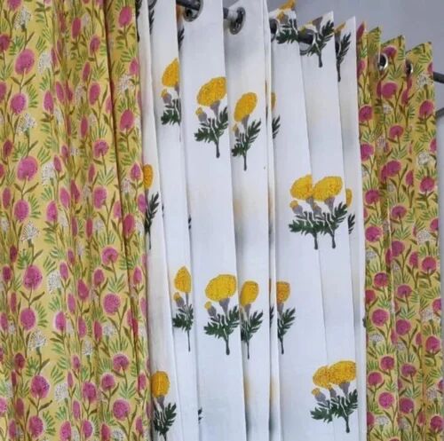 Cotton Block Printed Curtain, Size : 42*84