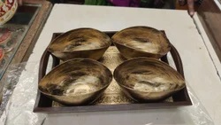 Eye Shape Brass Dryfruit Bowls set, Color : Brown