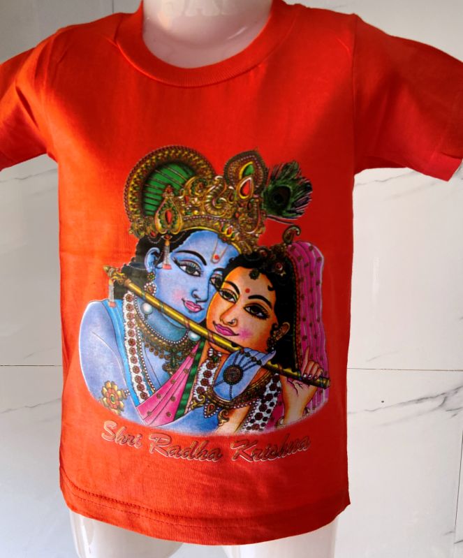 Radhe Radhe Print Ladies T-Shirt, Size : 01 Year to XXXL