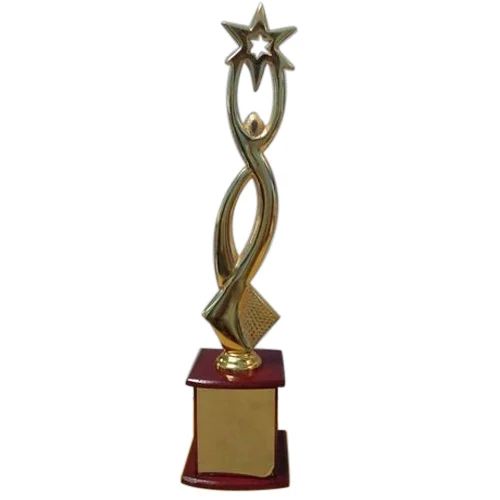 Golden Customized Polished Aluminium Trophy, For Winning Award, Feature : Finely Finished, Rust Proof