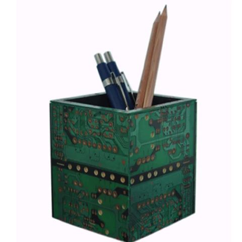 Dark Green Electronic Circuit Waste Pen Stand, for Decoration, Speciality : Attractive Look