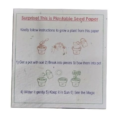 Recycled Handmade Plantable Seed Paper Cards, for Instruction, Packaging Type : Plastic Packet