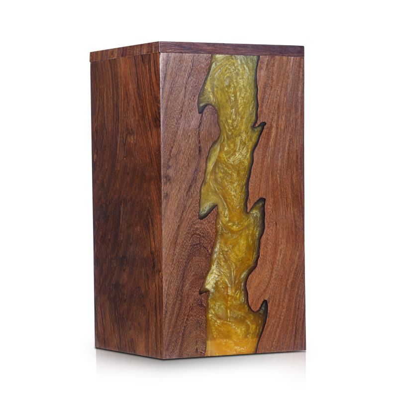 Golden Epoxy Rose Wood Urn Box