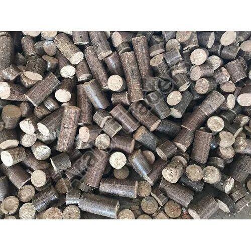 Brown Cylindrical Hard Wood Biomass Briquettes, for Industrial, Packaging Type : Jute Bags