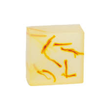 Yellow Solid Kesar Soap Base, for Bathing, Packaging Type : Paper Box