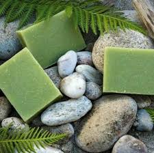 Green Solid Neem Tulsi Soap Base, for Bathing, Packaging Type : Paper Box