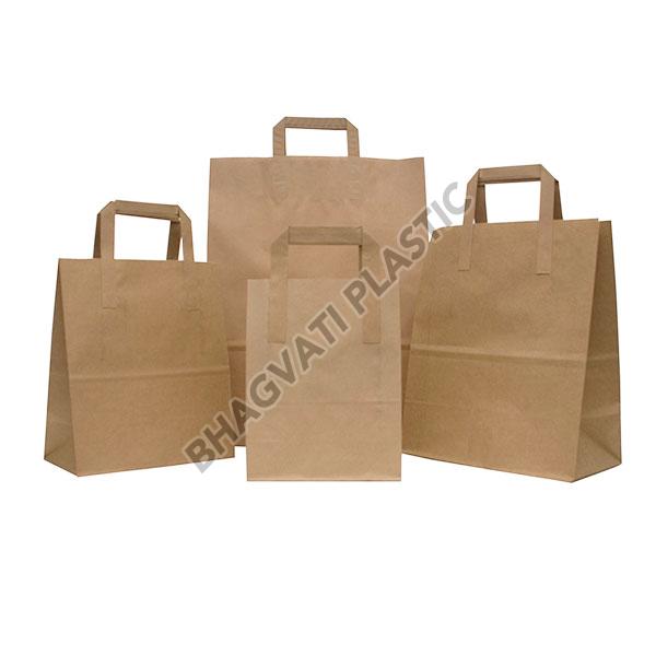 Plain Paper Flat Handle Bags, for Packaging, Shopping, Feature : Easy Folding, Easy To Carry, Light Weight