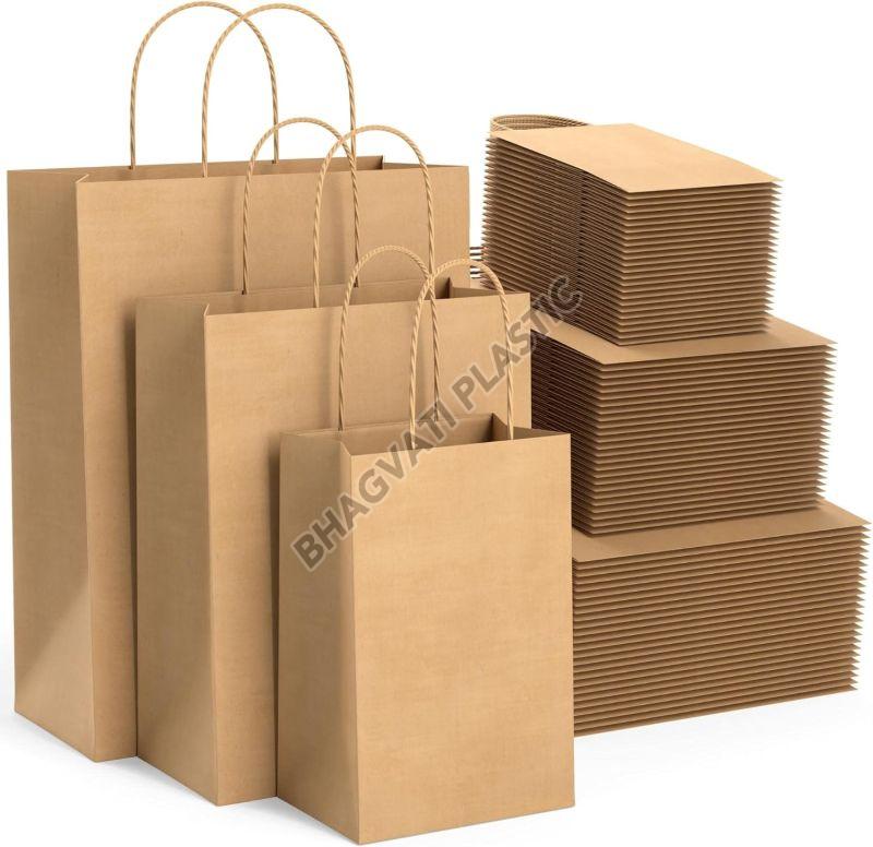 Plain Twisted Paper Handles Bags, Feature : Easy Folding, Easy To Carry, Eco Friendly, Stylish