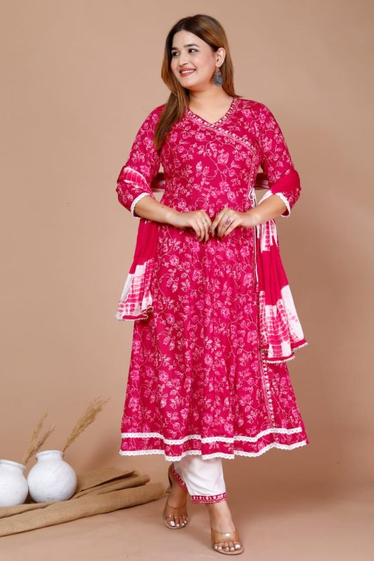 Ladies Magenta Anarkali Kurti Set