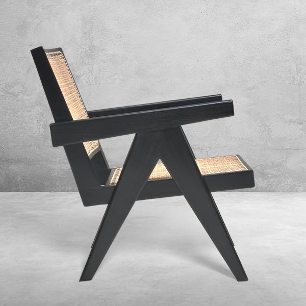 Black Rectangular teak wood chair, for Home, Hotel
