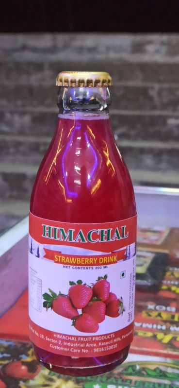 Red Liquid Himachal Strawberry Drink, Packaging Type : Glass Bottle