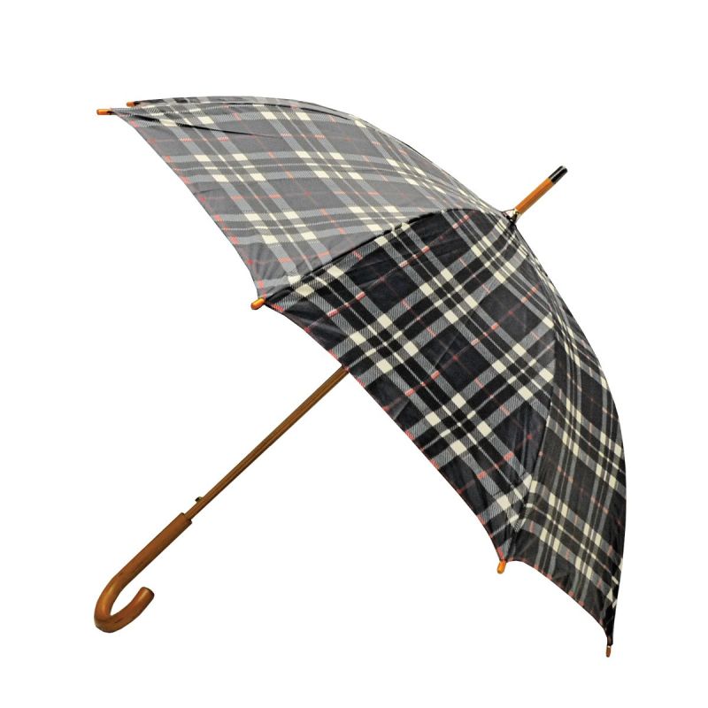 Black Jumbo Check Three Fold Umbrella, for Protection From Sunlight, Raining, Handle Material : Iron