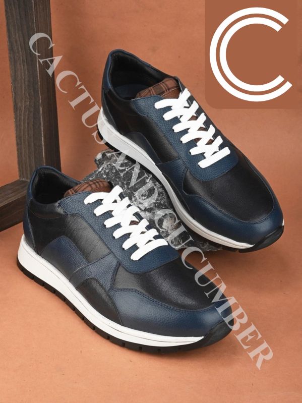 Blue Black Mens Daily Wear Leather Shoes, Size : UK / India 6 - UK / India 11