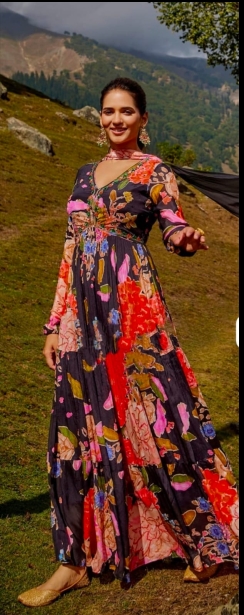 Georgette Floral Printed Anarkali Suit