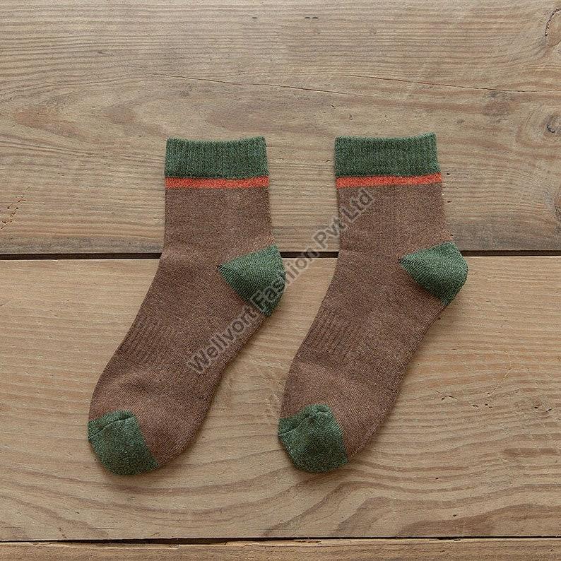 Brown & Green Cotton Unisex Ankle Sock