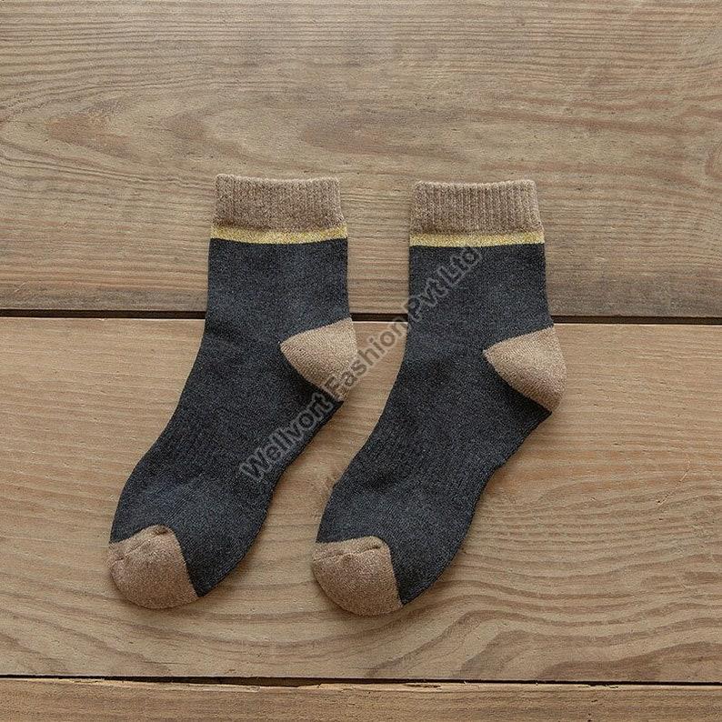Grey & Brown Cotton Unisex Ankle Sock