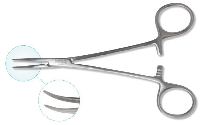 Silver Stainless Steel Halstead Mosquito Surgical Forceps, for Hospital, Feature : Sharp Edge