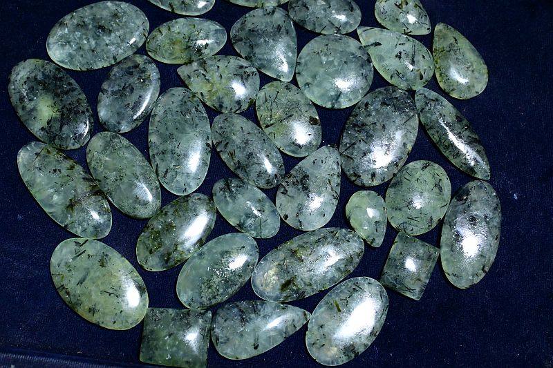 Green Natural Prehnite Cabochon Gemstone, for Jewellery, Feature : Durable, Fadeless, Shiny Looks