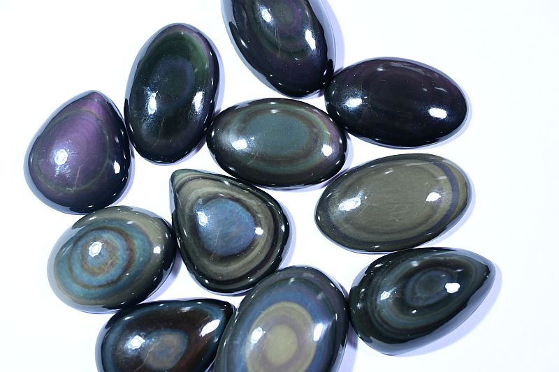 Polished Natural Rainbow Obsidian Gemstone, for Jewellery, Feature : Colorful Pattern, Durable, Shiny Looks