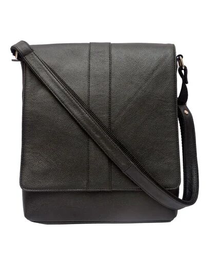 Black Leather Laptop Messenger Bag, Size : 12 x 13 x 2.25 Inch