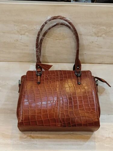 Genuine Leather Ladies Hand Bag, Color : Brown
