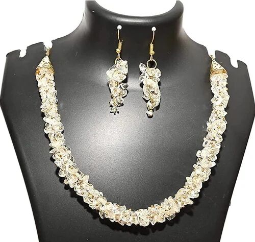 Gold Plated Crystal Quartz Necklace Set, Style : Antique