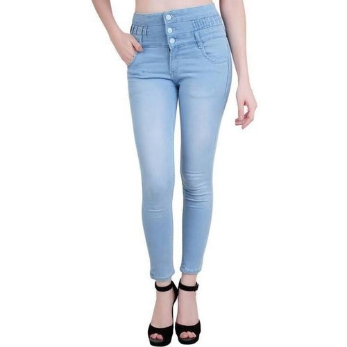 Plain Ladies Stretchable Jeans, Feature : Color Fade Proof, Anti-Shrink, Anti Wrinkle