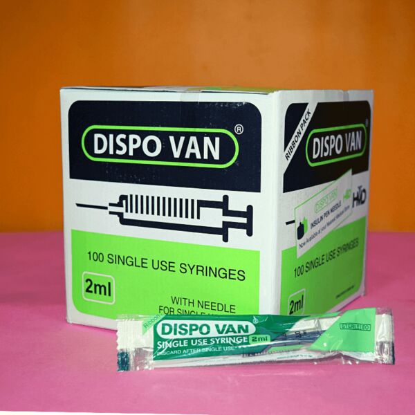 Dispovan 2ml Disposable Syringe With Needle , (pack Of 100)