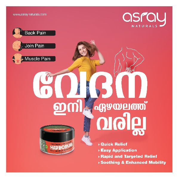 Asray Naturals Herborub Pain Balm, Certification : Fssai, Iso 9001:2008