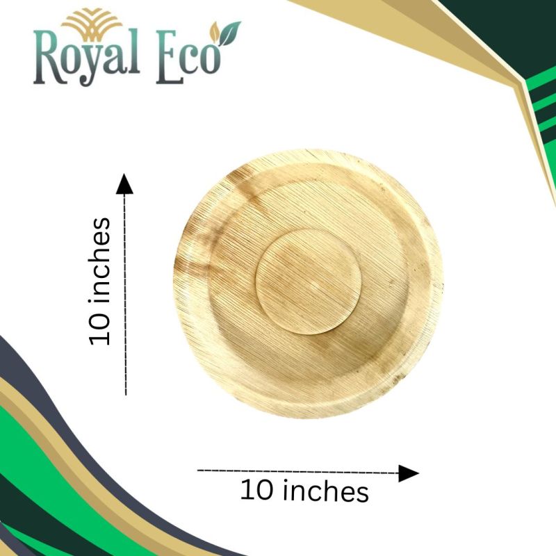 Creamy Biodegradable Areca Plate 10 Inch Round, For Serving Food